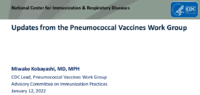 Updates from the Pneumococcal Vaccines Work Group