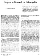 Progress in research on poliomyelitis