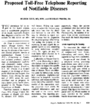 Proposed tollfree telephone reporting of notifiable diseases