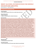 BRIEF ALCOHOL INTERVENTION FOR NEEDLE EXCHANGERS BRAINE