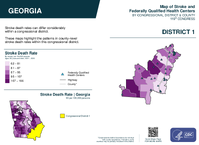 GA Congressional District 01 Stroke and Federally Qualified Health Centers Map 119th Congress