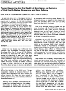 Toward Improving The Oral Health Of Americans An Overview Of Oral Health Status Resources And Care Delivery Oral Health Coordinating Committee Public Health Service