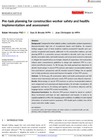PreTask Planning for Construction Worker Safety and Health Implementation and Assessment