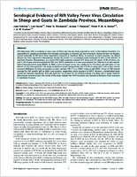 Serological Evidence of Rift Valley Fever Virus Circulation in Sheep and Goats in Zambzia Province Mozambique