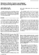 Stereotype Or Reality Another Look At Alcohol And Drug Use Among African American Children