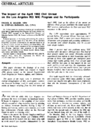 The Impact Of The April 1992 Civil Unrest On The Los Angeles Rei Wic Program And Its Participants