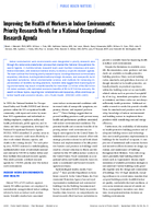 Improving the Health of Workers in Indoor Environments Priority Research Needs for a National Occupational Research Agenda