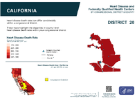 CA Congressional District 20 Heart Disease and Federally Qualified Health Centers Map 118th Congress