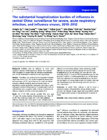 The substantial hospitalization burden of influenza in central China surveillance for severe acute respiratory infection and influenza viruses 20102012