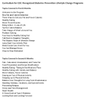 Curriculum for CDCRecognized Diabetes Prevention Lifestyle Change Programs
