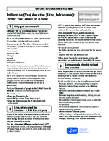 Influenza flu vaccine live intranasal  what you need to know