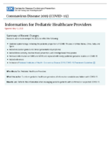 Information for Pediatric Healthcare Providers Updated May 12 2020