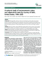 A national study of socioeconomic status and tuberculosis rates by country of birth United States 19962005
