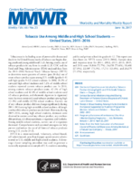 Tobacco Use Among Middle and High School Students  United States 20112016
