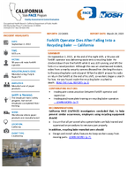 Forklift Operator Dies After Falling Into a Recycling Baler  California