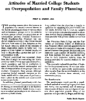 Attitudes of married college students on overpopulation and family planning