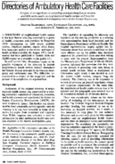 Directories of ambulatory health care facilities