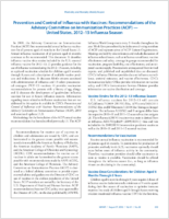 Prevention and control of influenza with vaccines   recommendations of the Advisory Committee on Immunization Practices ACIPUnited States 201213 influenza season