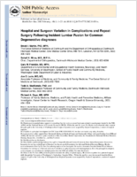 Hospital and Surgeon Variation in Complications and Repeat Surgery Following Incident Lumbar Fusion for Common Degenerative diagnoses