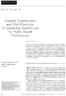 Healthy Communities And Civil Discourse A Leadership Opportunity For Public Health Professionals