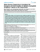 Whole Genome Sequencing to Investigate the Emergence of Clonal Complex 23 Neisseria meningitidis Serogroup Y Disease in the United States