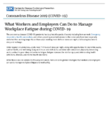What workers and employers can do to manage workplace fatigue during COVID19 May 19 2020