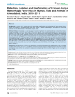 Detection Isolation and Confirmation of CrimeanCongo Hemorrhagic Fever Virus in Human Ticks and Animals in Ahmadabad India 20102011