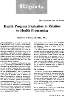 Health Program Evaluation In Relation To Health Programming the Expectation And The Reality