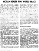 World health for world peace Conference report