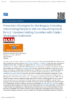 Prevention Strategies for Monkeypox including Vaccinating People at Risk via Sexual Exposure for US Travelers Visiting Countries with Clade I Monkeypox Outbreaks September 23 2024 1245 PM ET