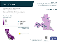 CA Congressional District 34 Stroke and Federally Qualified Health Centers Map 118th Congress