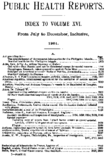 Public Health Reports index to volume XVI from July to December inclusive 1901