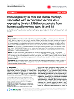 Immunogenicity in mice and rhesus monkeys vaccinated with recombinant vaccinia virus expressing bivalent E7E6 fusion proteins from human papillomavirus types 16 and 18