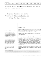 Hygienic Practices And Acute Respiratory Illness In Family And Group Day Care Homes