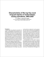 Characteristics of the top five most frequent injuries in United States mining operations 20032007  Introduction