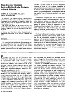Drug Use And Illnesses Among Eighth Grade Students In Rural Schools