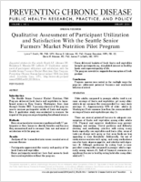 Qualitative Assessment of Participant Utilization and Satisfaction With the Seattle Senior Farmers Market Nutrition Pilot Program