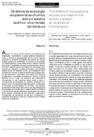 The Effects of Occupational Exposure to Lead on the Auditory System An Analysis of the Literature