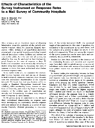 Effects Of Characteristics Of The Survey Instrument On Response Rates To A Mail Survey Of Community Hospitals