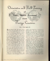 Orientation and field training of public health personnel from foreign countries