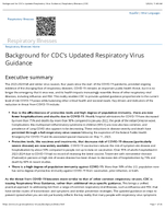 Background for CDCs Updated Respiratory Virus Guidance