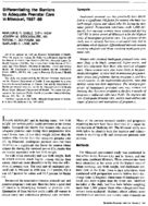 Differentiating the barriers to adequate prenatal care in Missouri 198788