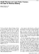 Health Planners And Local Public FinanceThe Case For Revenue Sharing