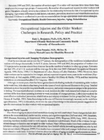Occupational Injuries and the Older Worker Challenges in Research Policy and Practice