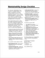 Maintainability Design Checklist