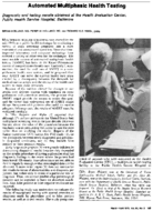 Automated multiphasic health testing Diagnostic and testing results obtained at the Health Evaluation Center Public Health Service Hospital Baltimore