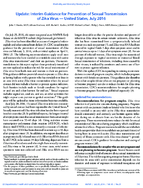 Update Interim Guidance for Prevention of Sexual Transmission of Zika Virus  United States July 2016