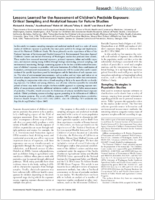 Lessons Learned for the Assessment of Childrens Pesticide Exposure Critical Sampling and Analytical Issues for Future Studies