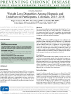 Weight Loss Disparities Among Hispanic and Underserved Participants Colorado 20152018