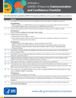 How to Build Healthcare Personnels Confidence in COVID19 Vaccines Appendix A COVID19 Vaccine Communication and Confidence Checklist